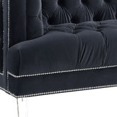 64" Charcoal And Silver Velvet Loveseat